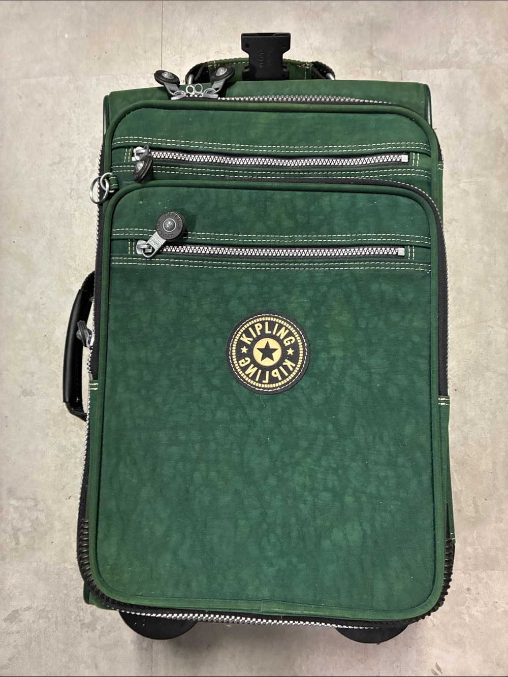 Kipling Forest Green Rolling Carry-On with Front Pockets